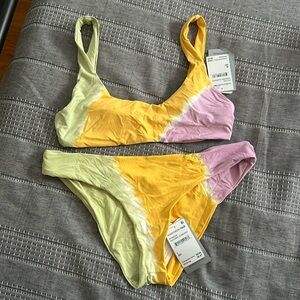 L*SPACE Diagonal Sunburst Bikini NWT